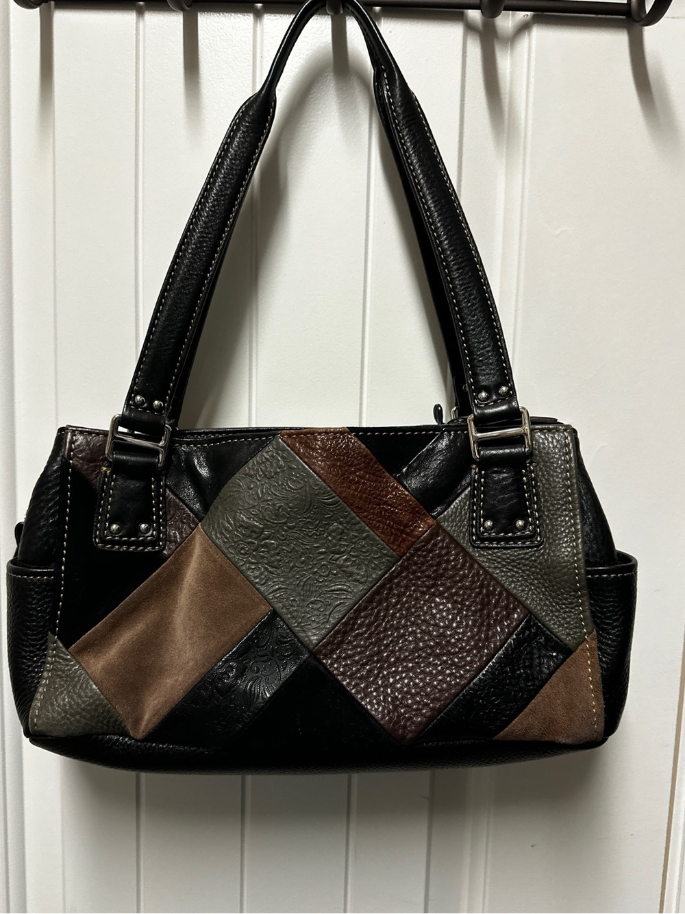 Fossil Patchwork Leather Shoulder Bag - Black & Brown